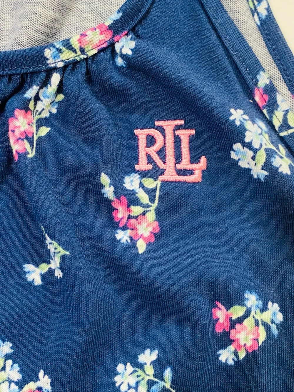 Ralph Lauren Women’s Double Strap Button Neck Nightgown Navy